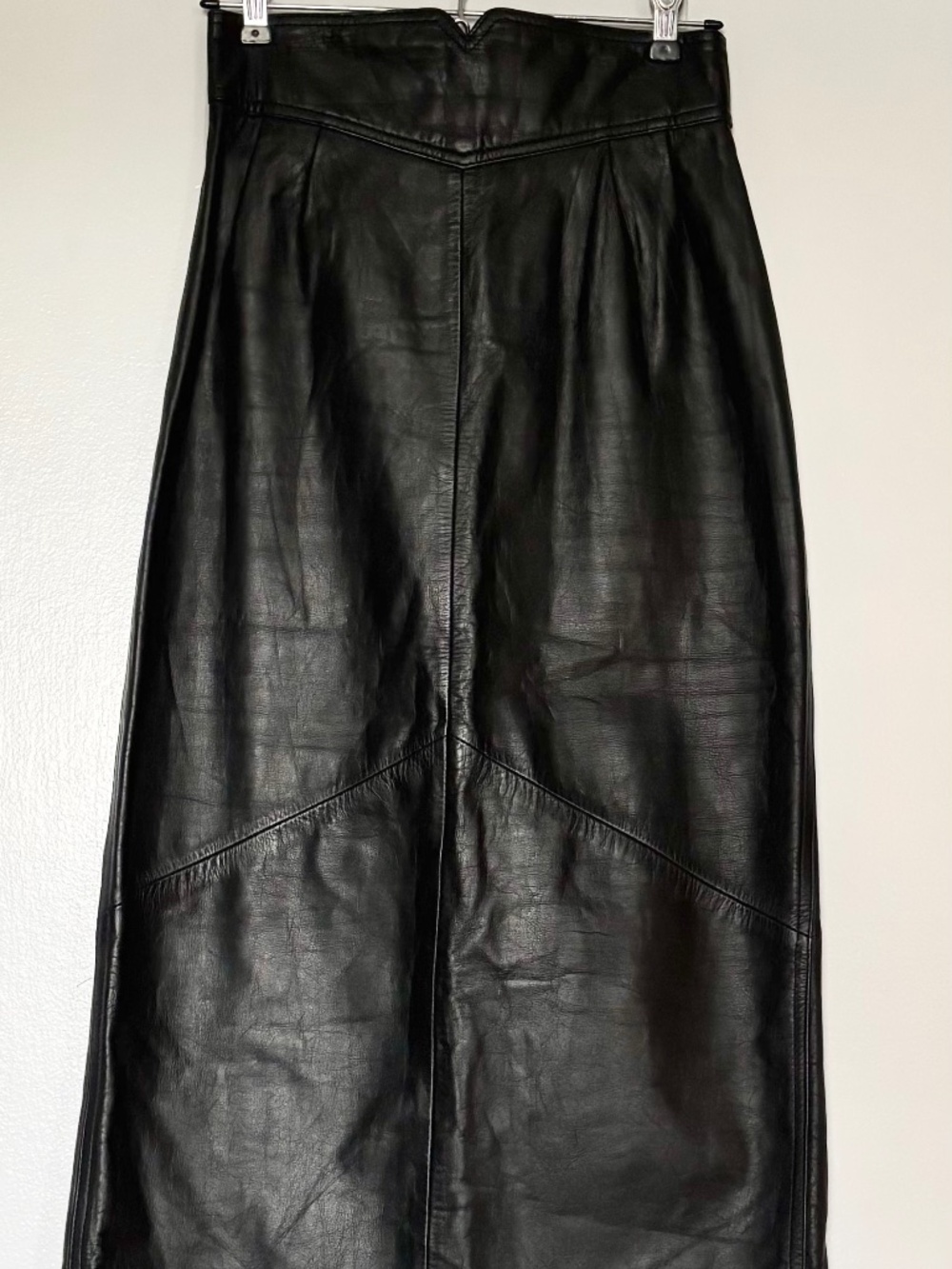 Vintage Bermans Black Genuine Leather Maxi Skirt Size 6